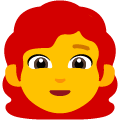 woman: red hair on platform Emojiall Bubble