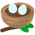 nest with eggs on platform Emojiall Bubble