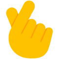 hand with index finger and thumb crossed on platform Emojiall Bubble