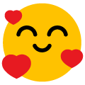 smiling face with 3 hearts on platform Emojiall Bubble