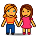 women holding hands on platform EmojiDex