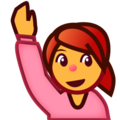 person raising hand on platform EmojiDex