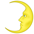 first quarter moon with face on platform EmojiDex