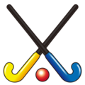 field hockey stick and ball on platform EmojiDex