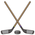 ice hockey stick and puck on platform EmojiDex