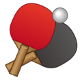 table tennis paddle and ball on platform EmojiDex