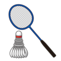 badminton racquet and shuttlecock on platform EmojiDex