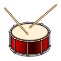 drum with drumsticks on platform EmojiDex