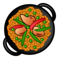 shallow pan of food on platform EmojiDex