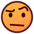 face with raised eyebrow on platform EmojiDex
