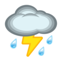 cloud with lightning and rain on platform EmojiDex