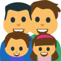 family: man, man, girl, boy on platform EmojiOne