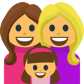 family: woman, woman, girl on platform EmojiOne