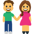 woman and man holding hands on platform EmojiOne