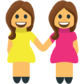 women holding hands on platform EmojiOne