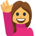 person raising hand on platform EmojiOne