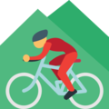 person mountain biking on platform EmojiOne