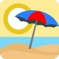 beach with umbrella on platform EmojiOne