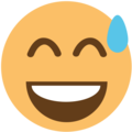 sweat smile on platform EmojiOne