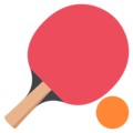 table tennis paddle and ball on platform EmojiOne