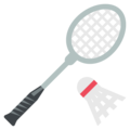 badminton racquet and shuttlecock on platform EmojiOne