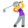 woman golfing on platform EmojiOne