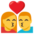 kiss: woman, man on platform EmojiOne