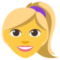 woman: blond hair on platform EmojiOne