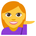 woman tipping hand on platform EmojiOne