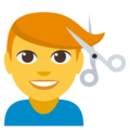 man getting haircut on platform EmojiOne