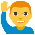 man raising hand on platform EmojiOne