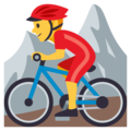 man mountain biking on platform EmojiOne