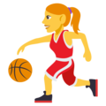 woman bouncing ball on platform EmojiOne