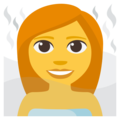 woman in steamy room on platform EmojiOne