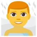 man in steamy room on platform EmojiOne