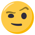 face with raised eyebrow on platform EmojiOne