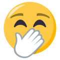 face with hand over mouth on platform EmojiOne