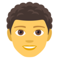man: curly hair on platform EmojiOne