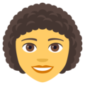 woman: curly hair on platform EmojiOne