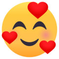 smiling face with 3 hearts on platform EmojiOne