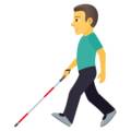 man with white cane on platform EmojiOne