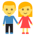 woman and man holding hands on platform EmojiTwo