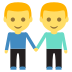men holding hands on platform EmojiTwo