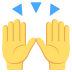 raising hands on platform EmojiTwo