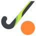 field hockey stick and ball on platform EmojiTwo
