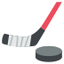 ice hockey stick and puck on platform EmojiTwo
