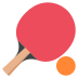table tennis paddle and ball on platform EmojiTwo