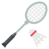 badminton racquet and shuttlecock on platform EmojiTwo