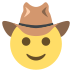 face with cowboy hat on platform EmojiTwo