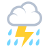 cloud with lightning and rain on platform EmojiTwo